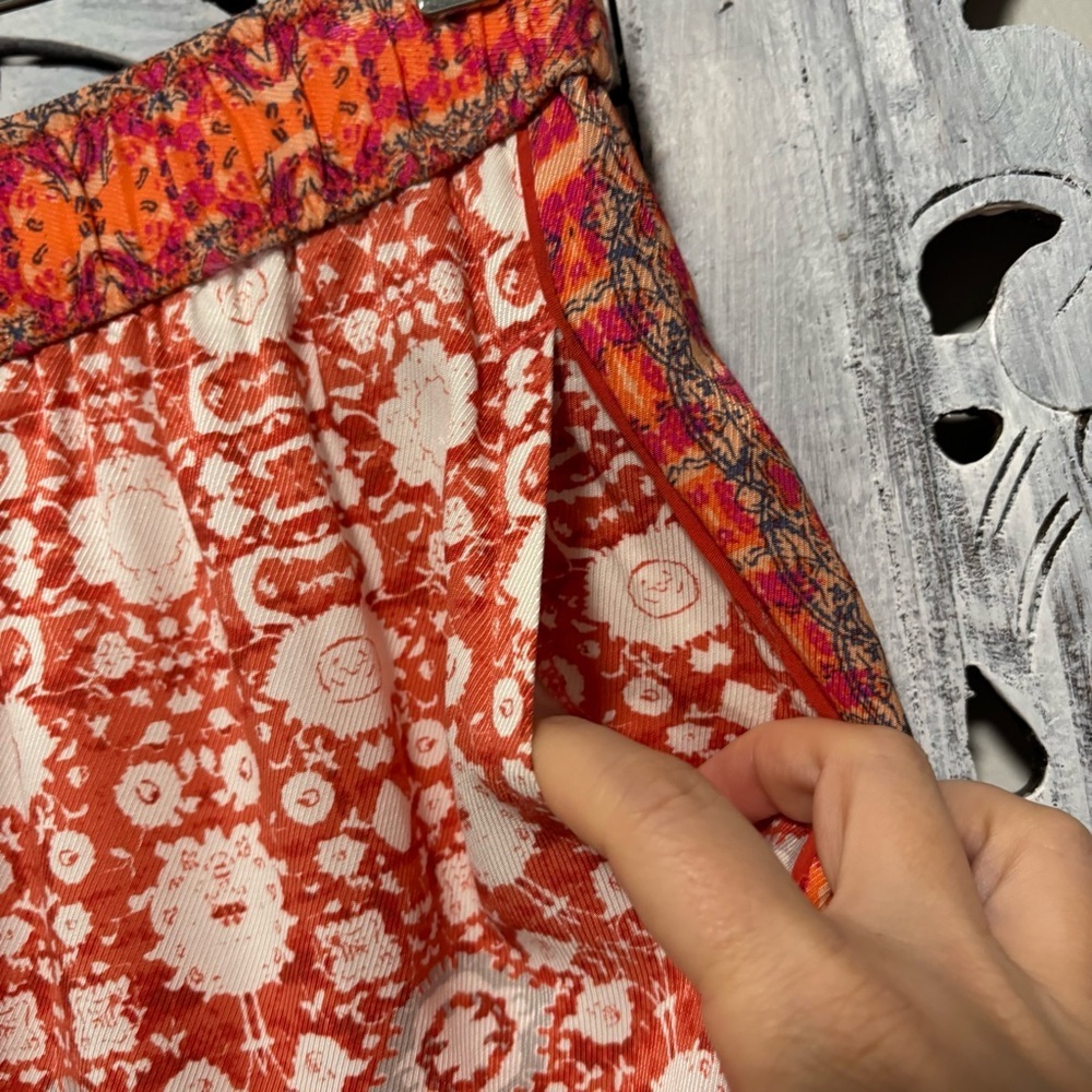 NEW Anthropologie Vale Orange/Pink Patterned Wide Leg Boho Palazzo Pants - Picture 10 of 14